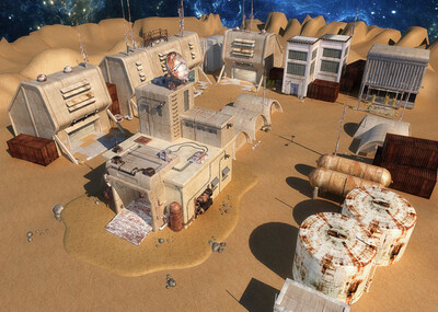 火星 基地 外星 建筑 科幻 未来 太空 场景