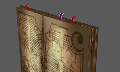 手绘卡通古籍,魔法书,打开的书本,牧师古书,复古书本,法师日记,典籍