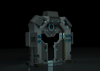 科幻自动门带开门动画