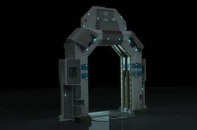 科幻自动门带开门动画