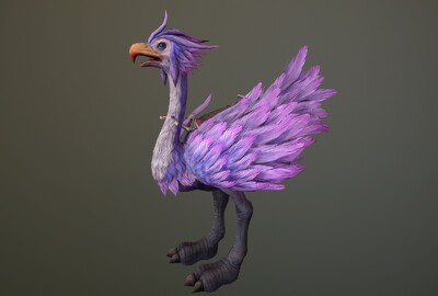 卡通 粉红鸵鸟坐骑 ostrich 次世代 鸵鸟