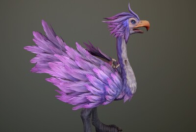 卡通 粉红鸵鸟坐骑 ostrich 次世代 鸵鸟