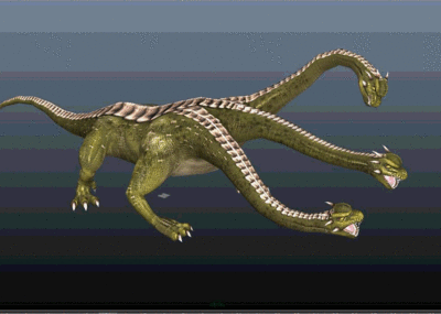 带绑定动画的三头恐龙模型