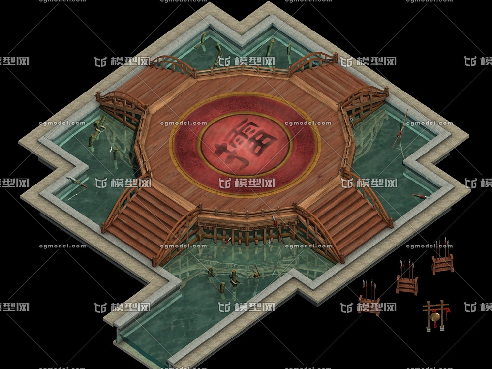 古代擂台 高精磨古建