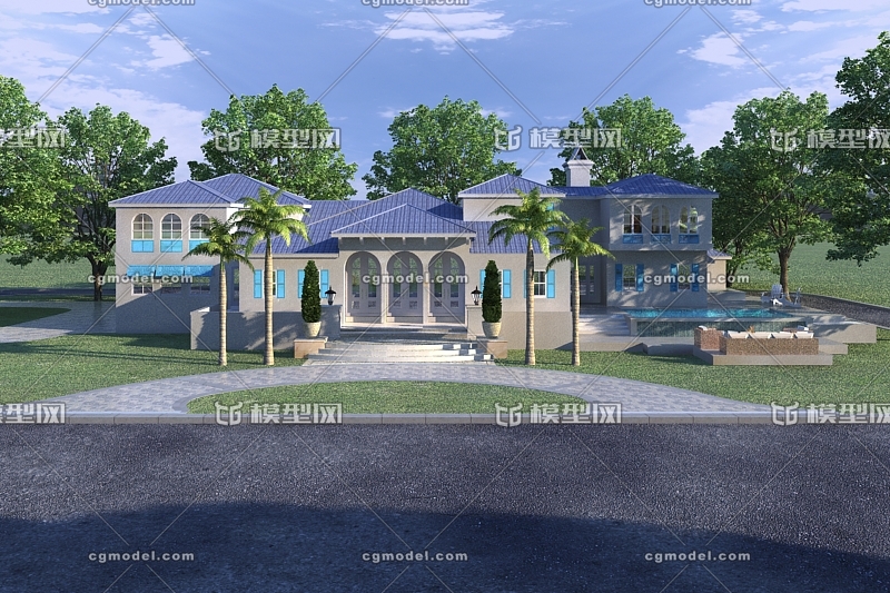 别墅 欧式别墅模型-私人住宅模型库-3ds Max(.max)模型下载-cg模型网
