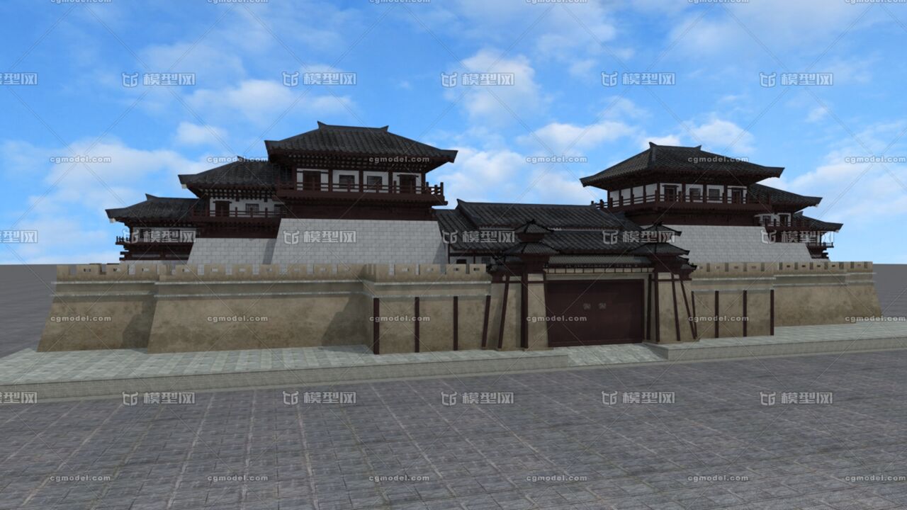 汉代*** 阙门模型-历史建筑模型库-3ds Max(.max)模型下载-cg模型网