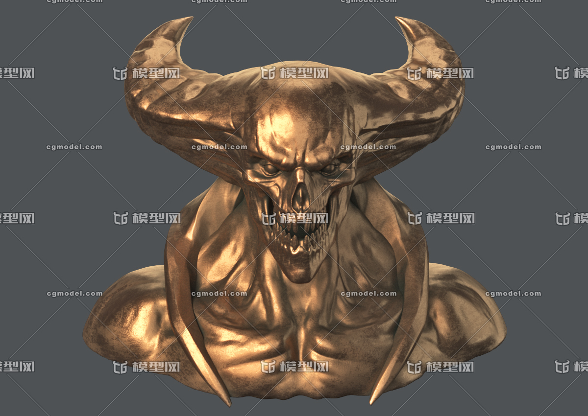 高质量 恶魔头像 半身像 魔鬼 雕像 高模 牛角 牛头 3d打印