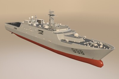 昆仑山号船坞登陆舰 昆仑山舰 998舰 _spikegao作品_船艇军舰_cg模型