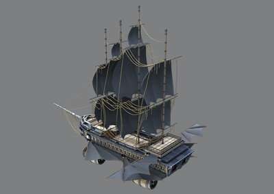 pbr次世代 海盗船 奇幻飞艇 魔幻 梦幻飞船 蒸汽朋克 哥特式 古代船