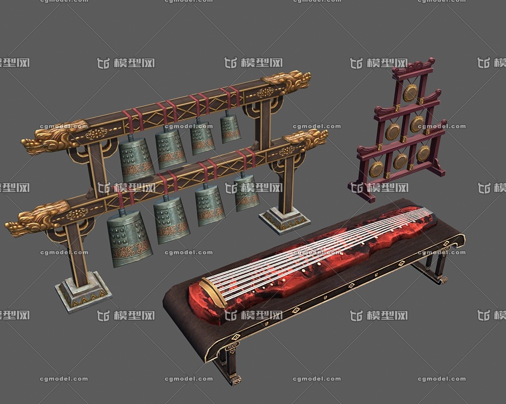 古代乐器 编钟模型-古代场景模型库-3ds Max(.max)模型下载-cg模型网