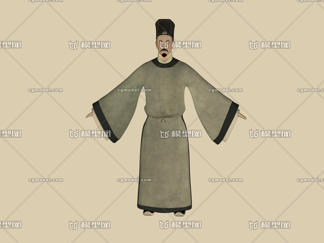 明代古代员外文人模型模型-男人模型库-3ds Max(.max)模型下载-cg模型网