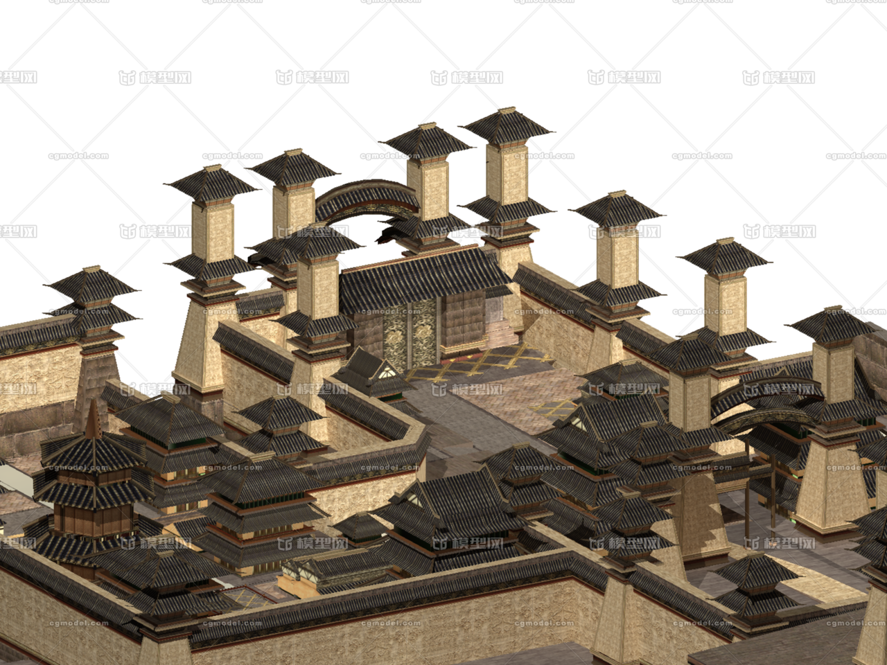 洛阳古代城市模型_路人_贾作品_建筑历史建筑_cg模型网