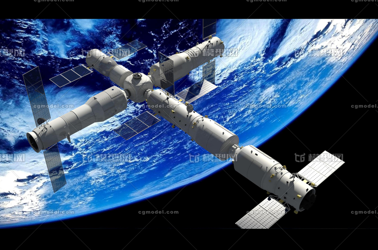 中國空間站_mimic111作品_飛機/航空器人造地球衛星_cg模型網