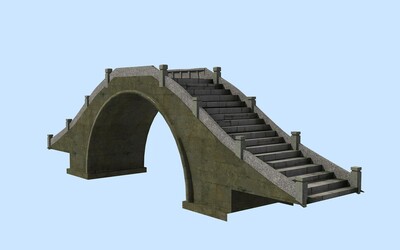 古代跨河拱桥 古桥 石桥_王小亚作品_建筑历史建筑_cg模型网