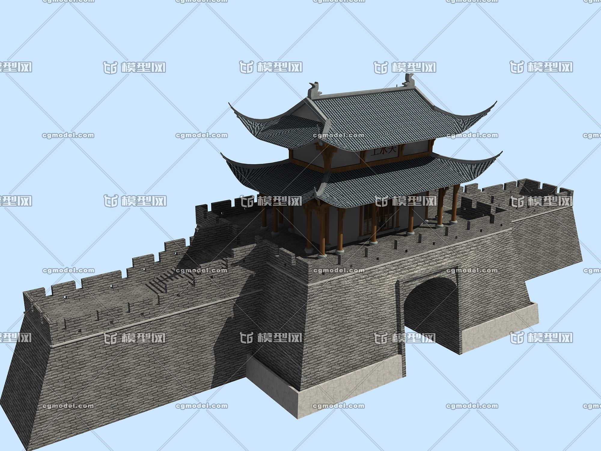 古建筑城门 城楼模型-历史建筑模型库-3ds Max(.max)模型下载-cg模型网