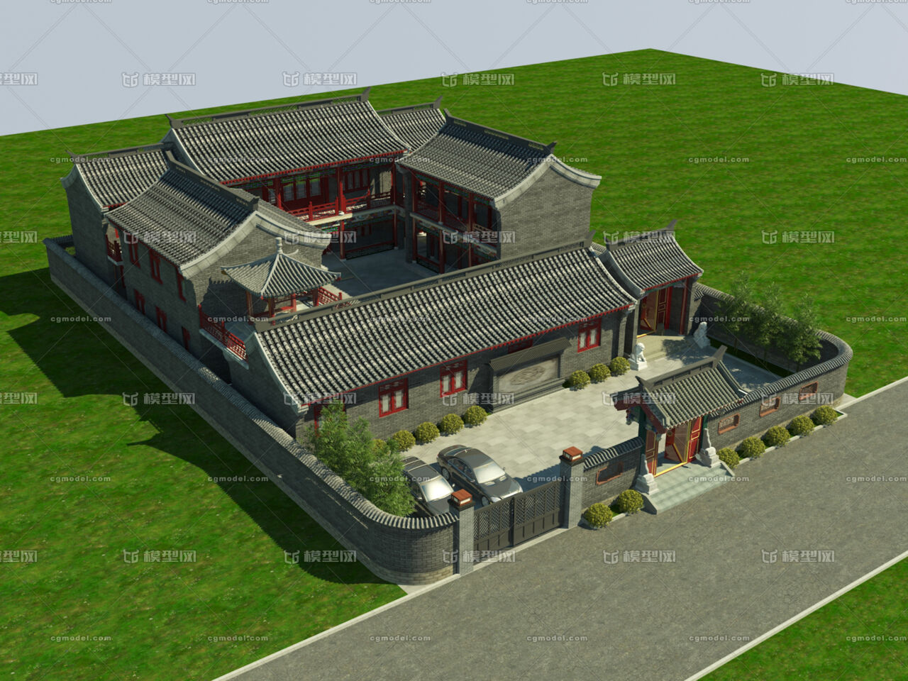 北京四合院 中式四合院 两层四合院 中式院子 整体四合院 四合院模型