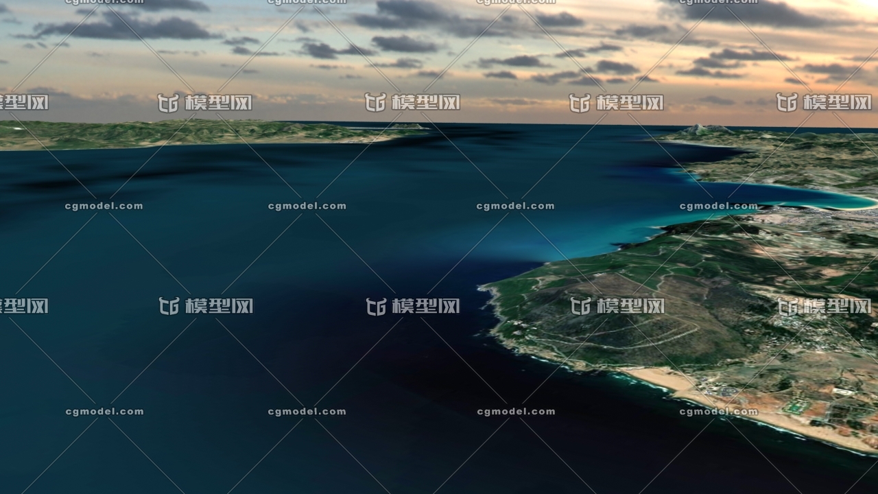 海峡3d模型 直布罗陀海峡海峡 地中海直布罗陀海峡  直布罗陀海岸山脉