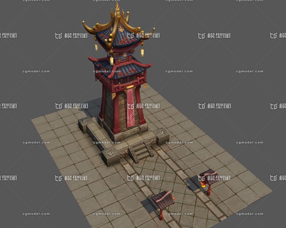 古代方塔 古风塔模型-古代场景模型库-3ds Max(.max)模型下载-cg模型网
