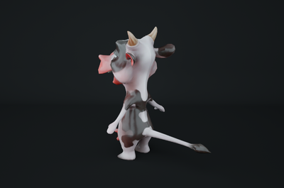 【带绑定无ik】卡通奶牛 lowpoly 可爱 q版 拟人 奶牛 吉祥物 人形
