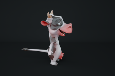 【带绑定无ik】卡通奶牛 lowpoly 可爱 q版 拟人 奶牛 吉祥物 人形
