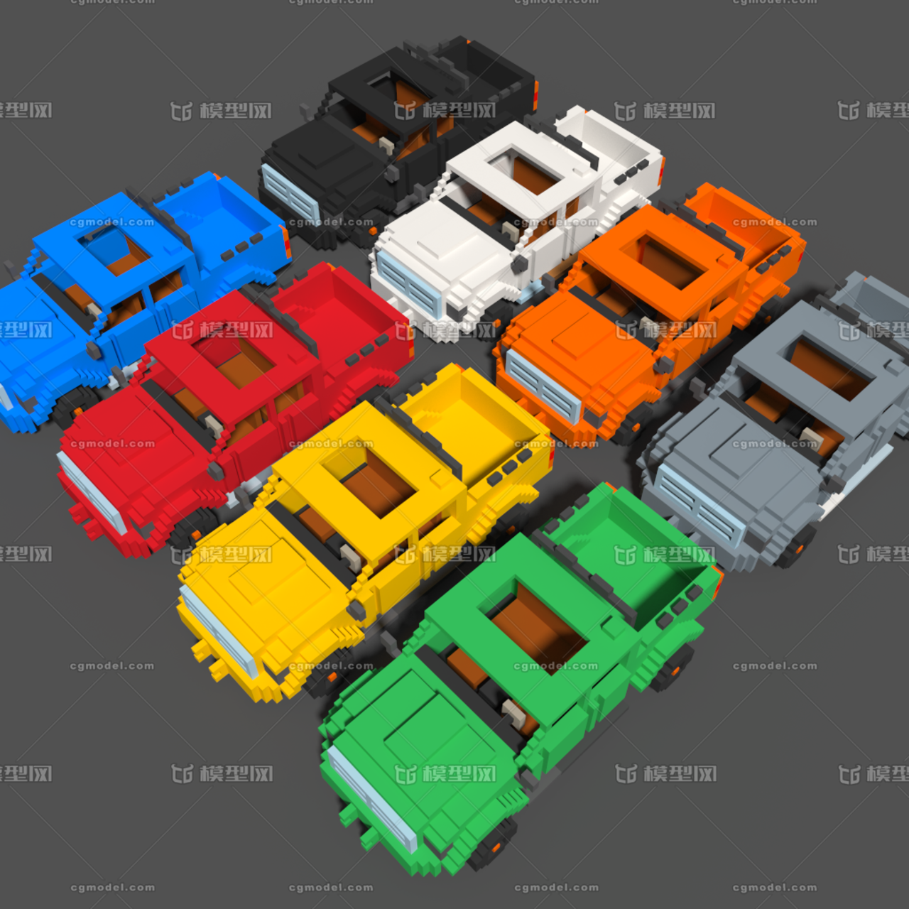 立體像素汽車 皮卡 magicavoxel製作 低多邊形 low poly