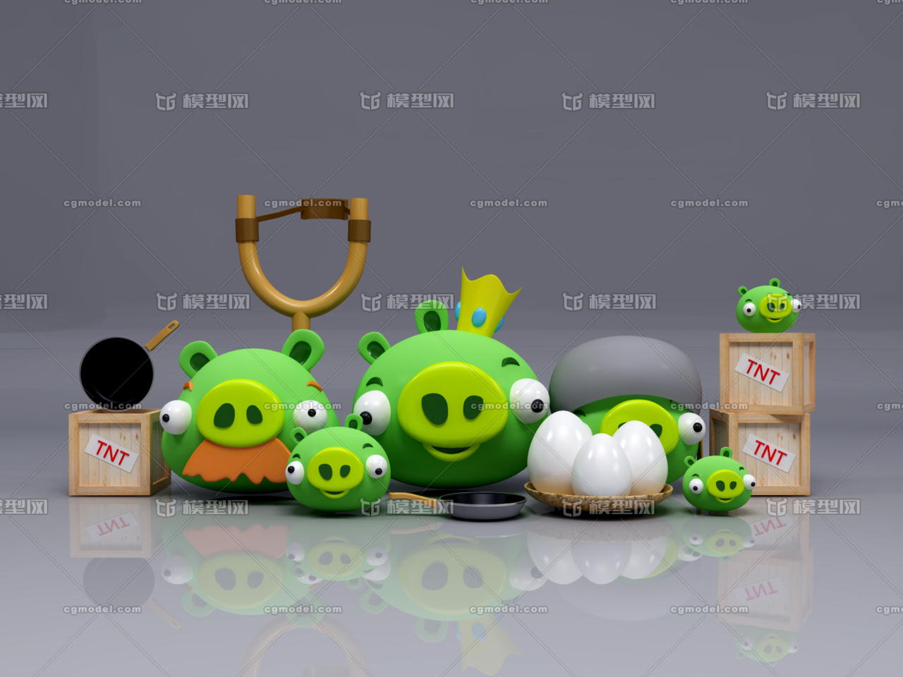 坏蛋猪,炸药箱,平底锅,弹弓,鸟蛋儿,绿猪王