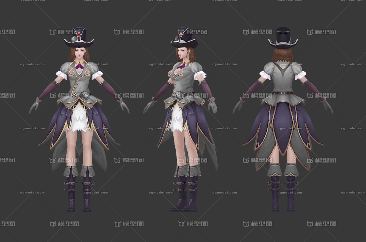 女魔术师晚礼服燕尾服魔术师助理 Cg模型网 Cgmodel 三维设计师交流互动平台 专注多品类3d模型下载 原创作品分享 软件学习