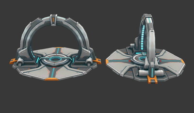 手绘 卡通 传送门 法阵 机械城物件 金属传送门 机械装置 未来城 科幻