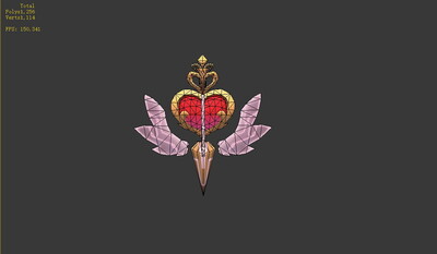 手绘卡通红色桃心法器,悬浮装饰,红色爱心,爱心法杖装饰,法器,神器