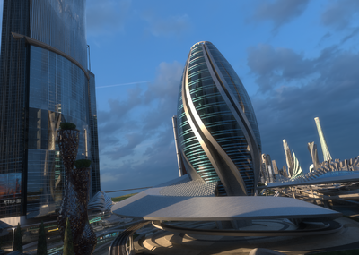 cbd,超写实科技未来城市,商业区,办公楼,高层,大楼,中央商务区   超级