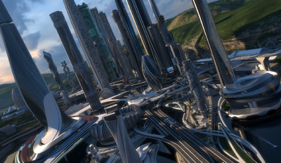 cbd,超写实科技未来城市,商业区,办公楼,高层,大楼,中央商务区 超级