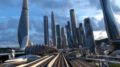 cbd,超写实科技未来城市,商业区,办公楼,高层,大楼,中央商务区 超级