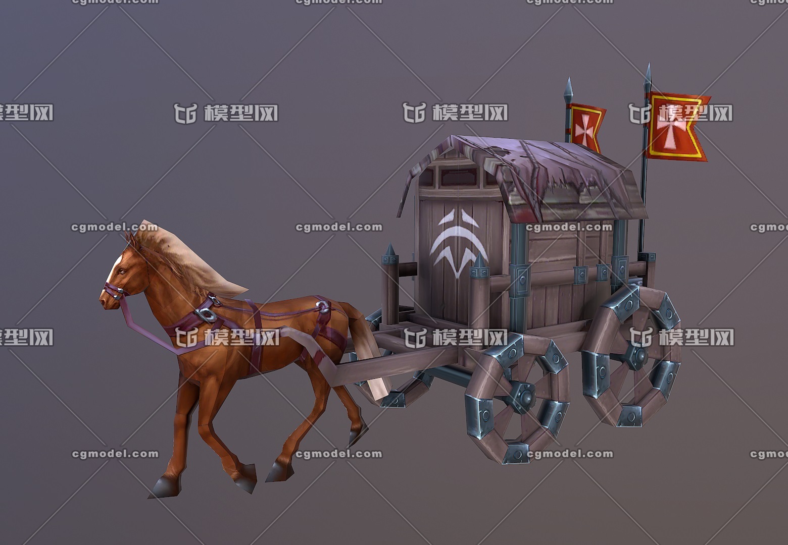 自制  古代镖车  带行走动画的镖局马车  运货车