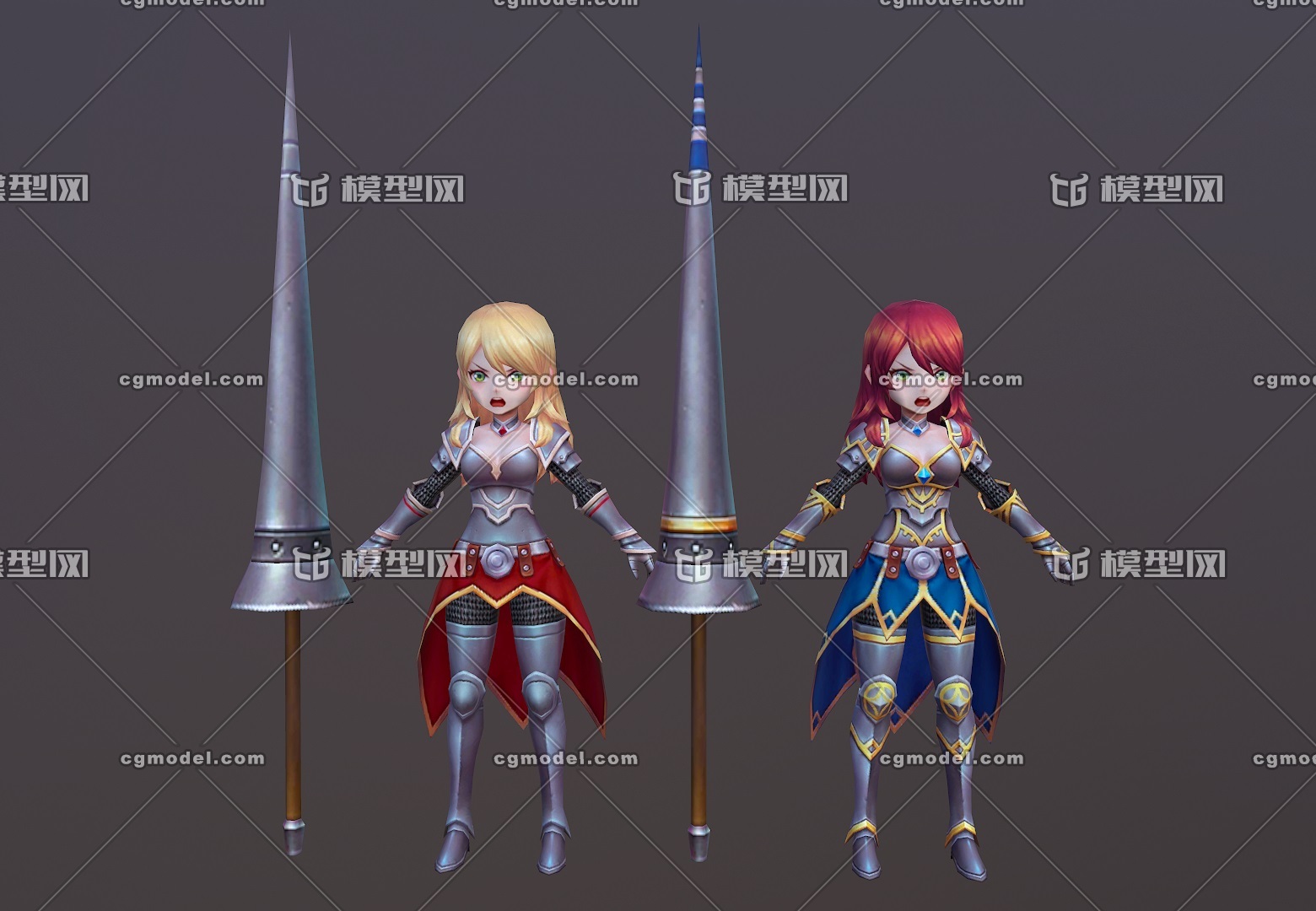 卡通二次元女骑士骑士女精英