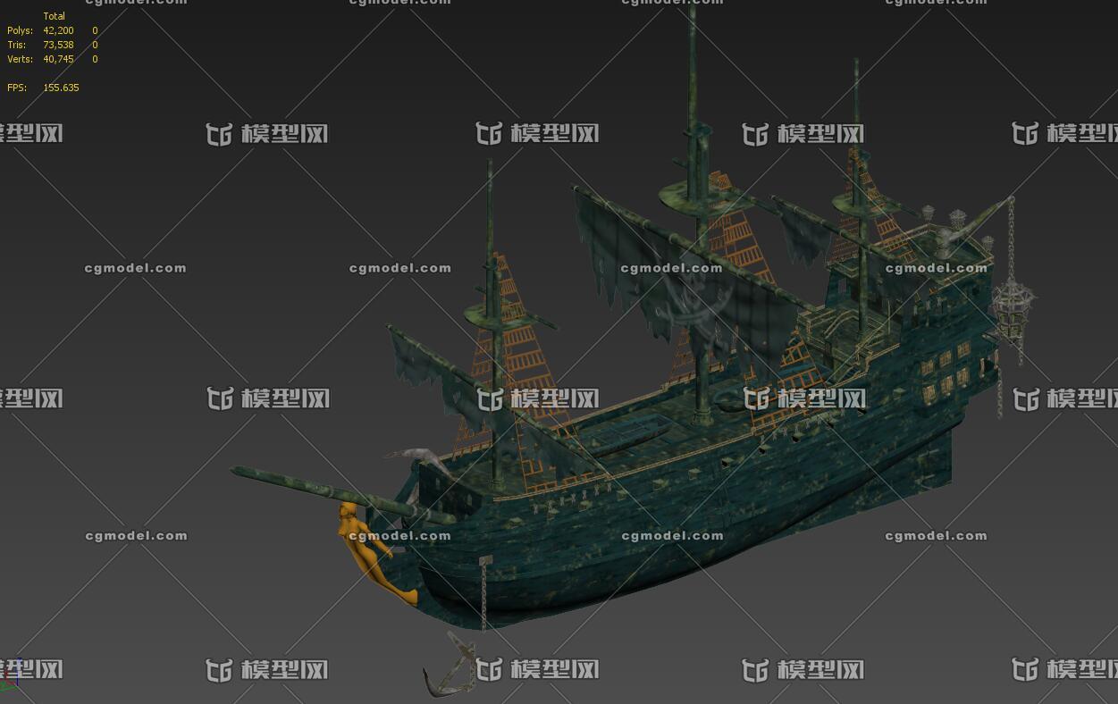 高精度pbr製作海底沉船 木船 古代沉船 戰船 帆船 運輸船 海盜船 幽靈