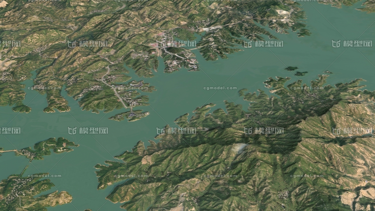 河北省石家庄市平山县西柏坡 西柏坡3d模型 西柏坡山脉地形 西柏坡