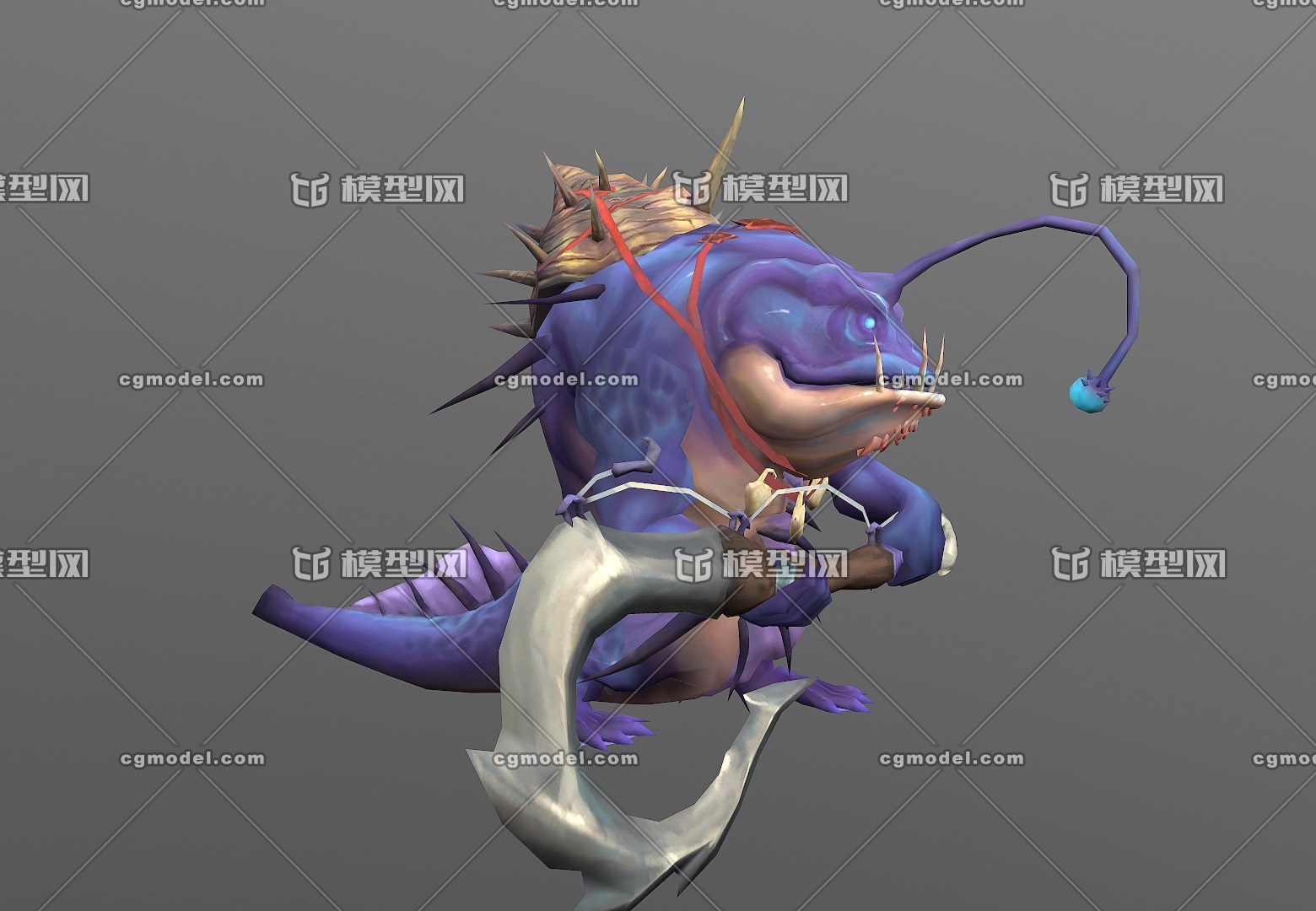 带动画 鱼怪 手绘鱼妖 带动作深海 boss 怪物