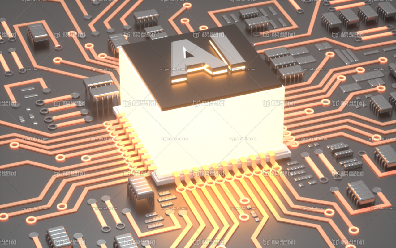 ai科技芯片 (oc渲染器)_建模x师作品_场景科幻场景_cg模型网