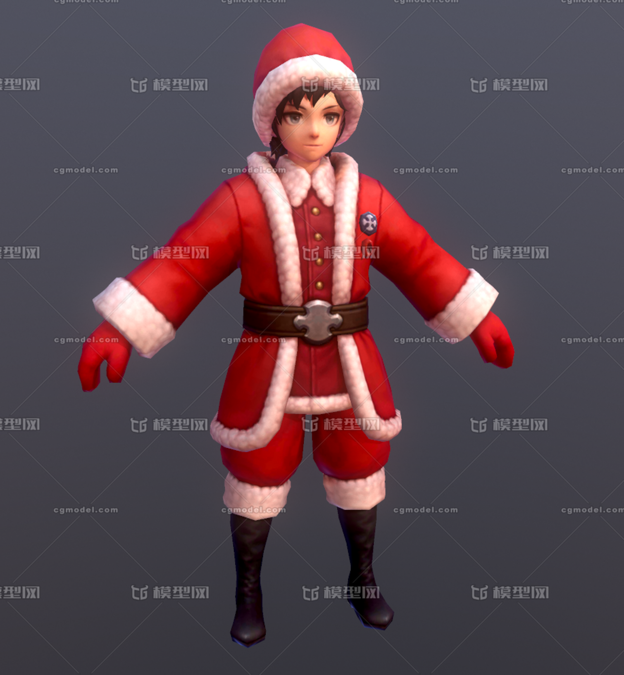 手绘 q版 卡通 圣诞时装 圣诞装小男孩 圣诞老人换装 圣诞节 青年 小