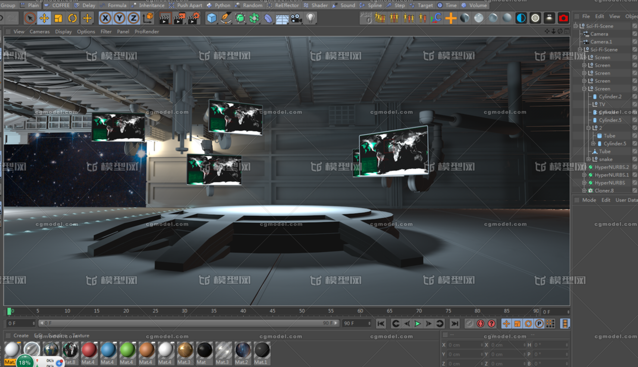 科技场景C4D模型下载模型-工业设备模型库-Cinema 4D(.c4d)模型下载-cg模型网