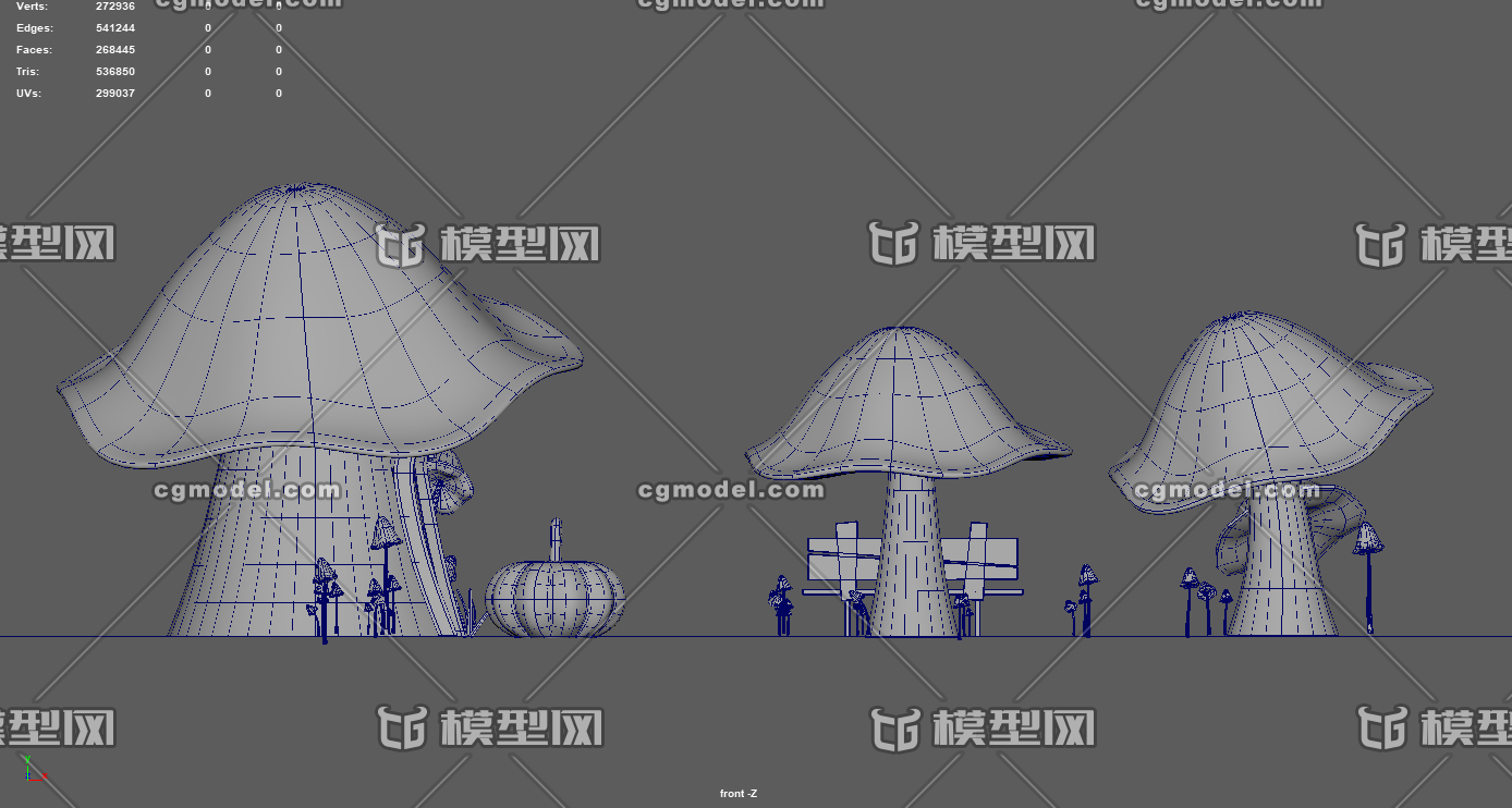 蘑菇屋场景练习模型-自然场景模型库-Maya(.ma/.mb)模型下载-cg模型网