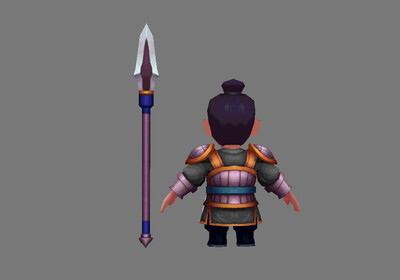 卡通小兵,男战士,长矛守卫,卫兵,士兵