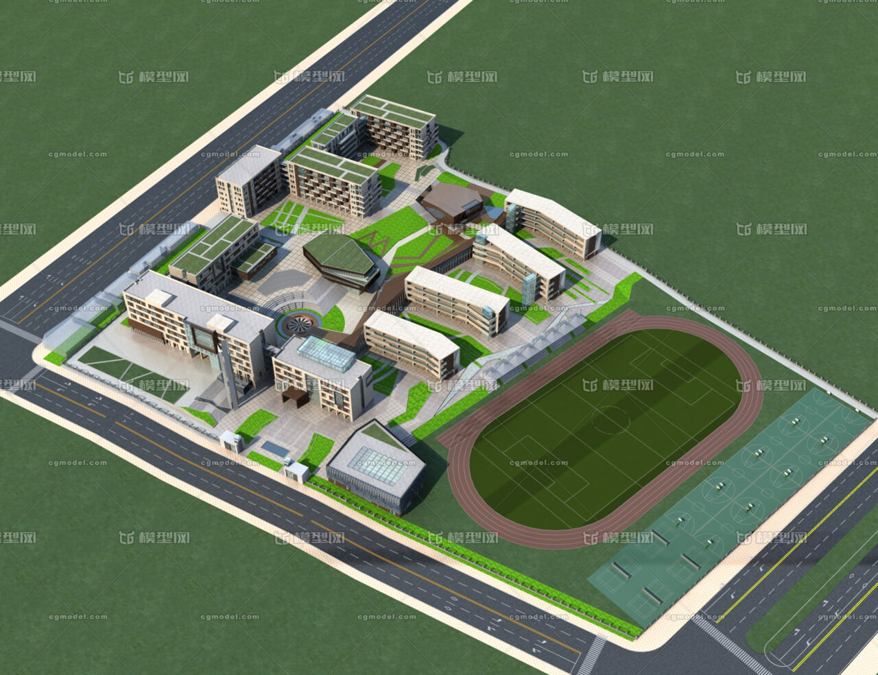 大学校园 大型学校 学校规划 整体校园 学校整体 校园整体 学校模型