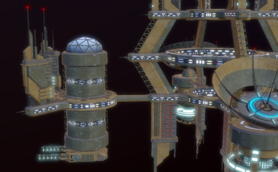 次世代 科幻 飞船补给站 空间站 堡垒 中型 卫星 能源补给站 宇宙补给