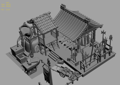 古代锻造铺 兵器铺模型-历史建筑模型库-3ds Max(.max)模型下载-cg模型网