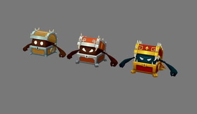 三只宝箱怪物,宝箱精,箱妖怪物,木箱子,_hippo_hlh作品_人物异形怪物