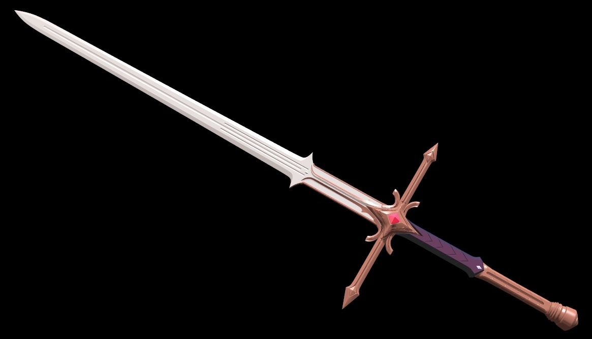 红宝石十字骑士剑,临摹作品动画布线模型,截图效果