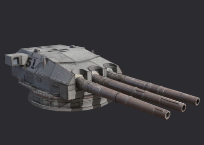 次世代pbr材质二战德国战列舰炮塔  战列舰主炮