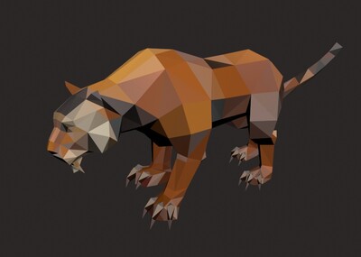 lowpoly低面老虎,多边形老虎,低模老虎,虎,动物,艺术动物