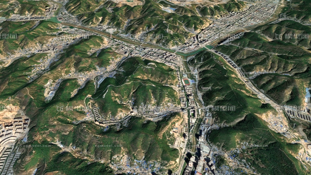 延安山脉地形3d模型